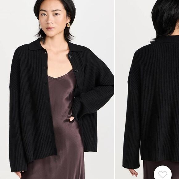Reformation Black Fantino Cashmere Collared Cardigan - Small - Picture 1 of 8